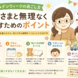 ゴールデンウィークをお子さまと無理なく過ごすためのポイントを解説するイメージ画像