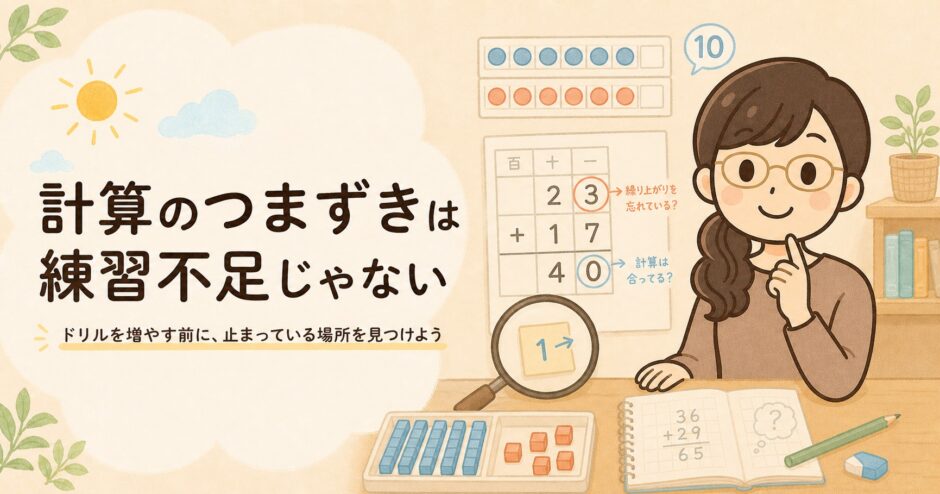 計算のつまずきは練習不足ではないことを解説するイラスト
